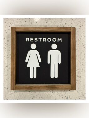 Wooden Restroom Sign